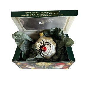 Old World Christmas Glass Ornament Spider on Web 3" Retired w/ Box Glitte